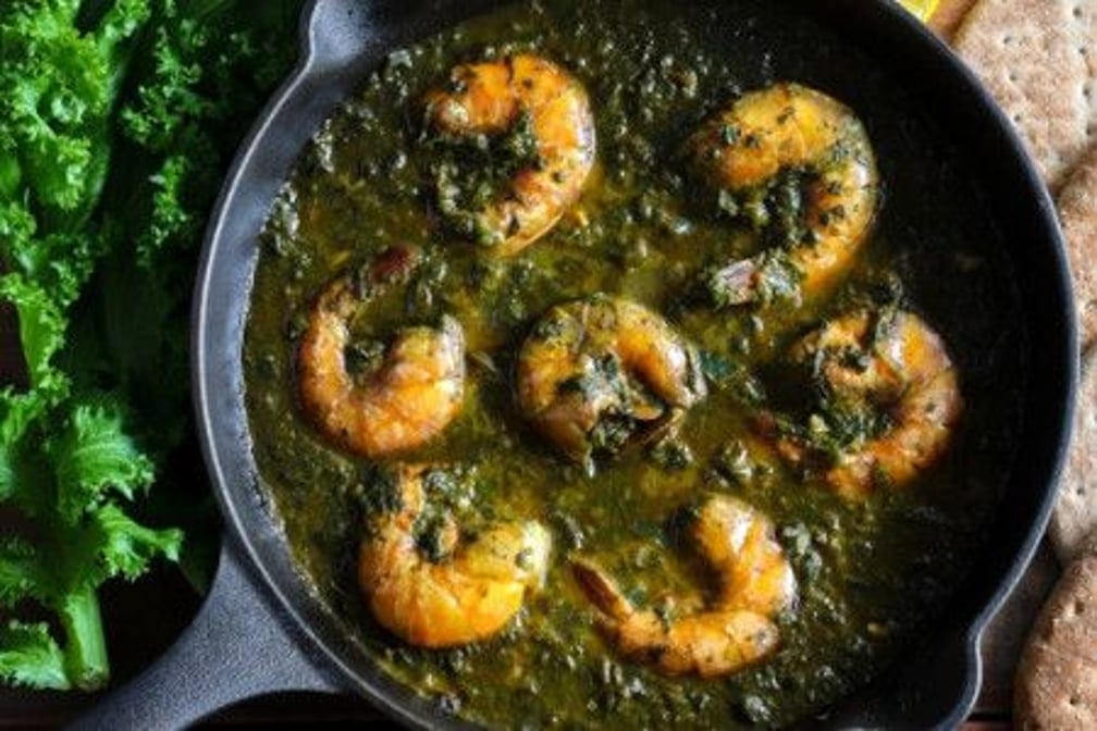 Shrimp Saag-Wala.