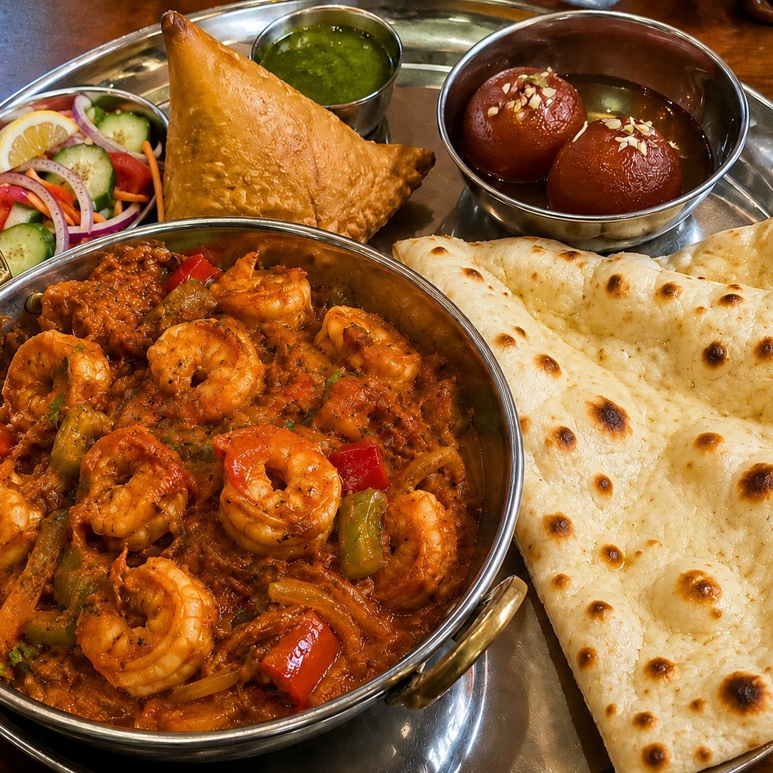 Kadai Shrimp Lunch Special.